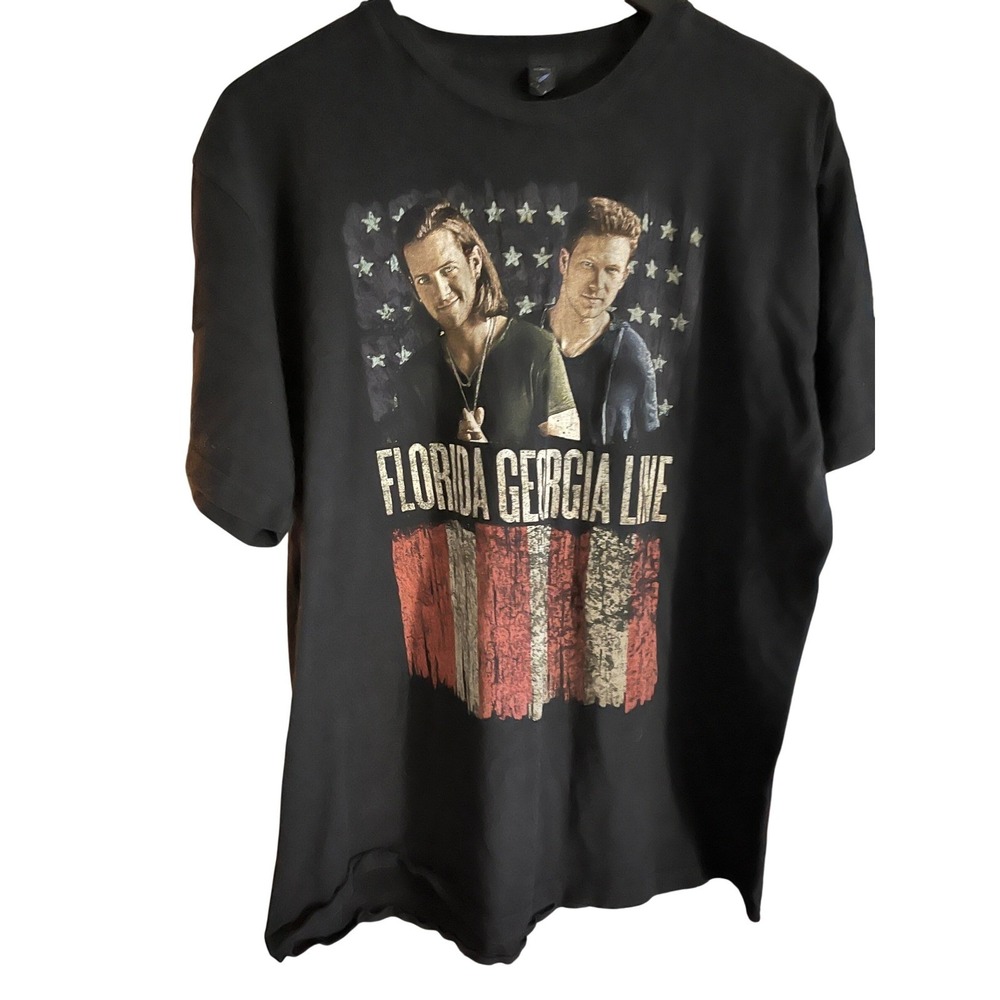 Florida Georgia Line Tour T Shirt Black Flag Graphic USA Country Music Band Tee